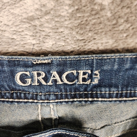 Grace In LA Jeans Women's Size 29 33X33 Blue Bootcut Stretch Dark Wash Pants - Picture 7 of 13